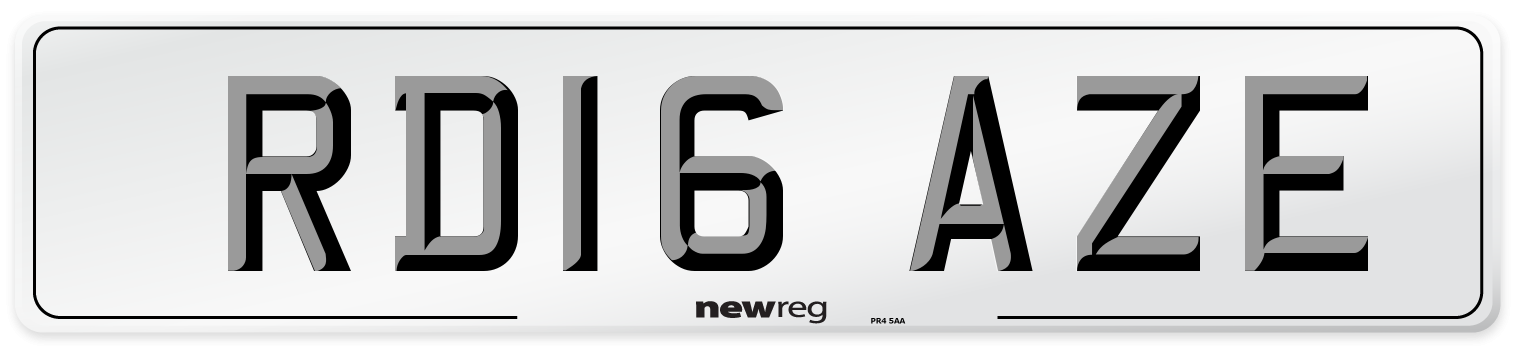 RD16 AZE Number Plate from New Reg